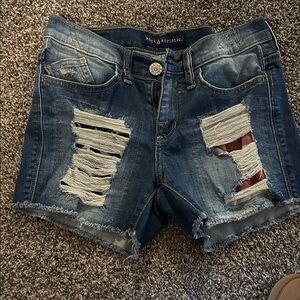 Rock & Republic Dark Blue Ripped Jean Shorts